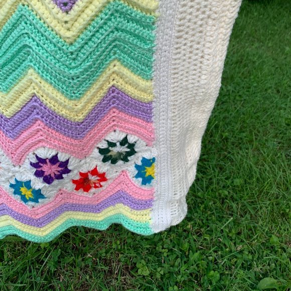 Handmade Wool knit blanket large 90'' X 60'' - Picture 3 of 6